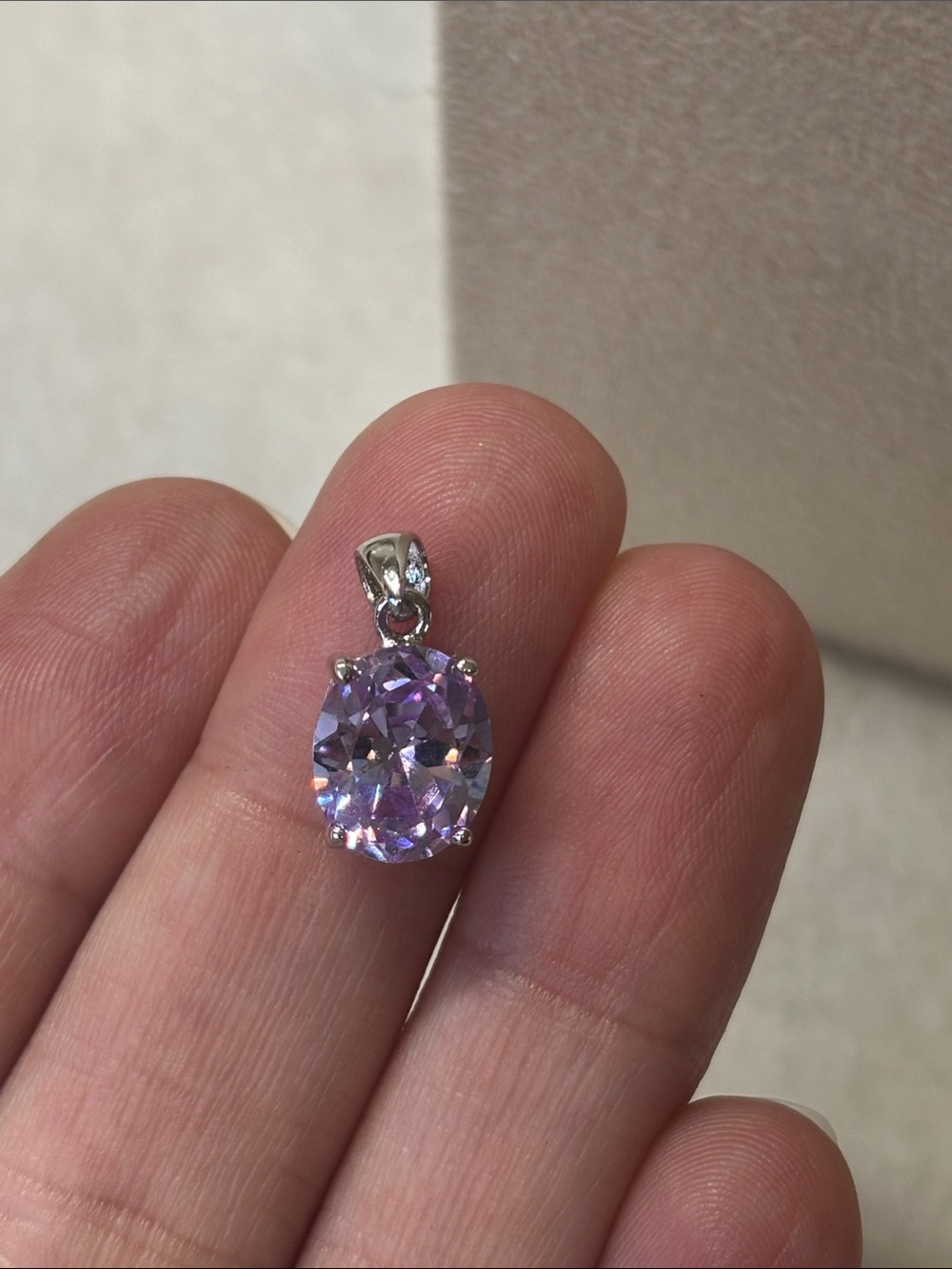9x11 mm 925 Faceted Purple Amethyst Sterling Silver Pendant